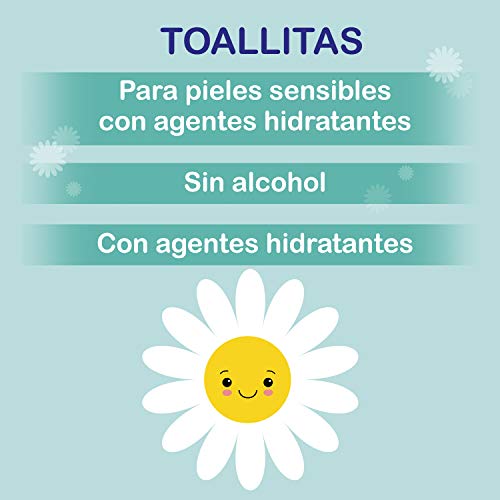 Nenuco Dermosensitive - Toallitas bebé para pieles sensibles, sin alcohol - 216 unidades