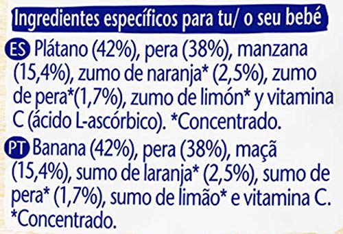 Nestlé Bolsita de puré de frutas, variedad 4 Frutas - Para bebés a partir de 4 meses - Paquete de 16 bolsitasx90g