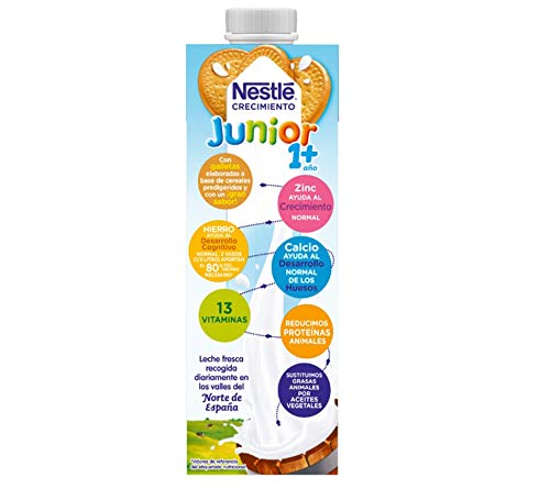 Nestlé Junior 1+ Cereales - Leche para niños a partir de 1 año - 6x1L, sin aceite de palma