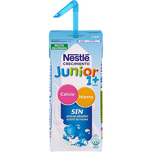 Nestlé Junior 1+ Original - Leche para niños a partir de 1 año - 6x200ml, sin azúcar añadido ni aceite de palma