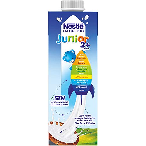 Nestlé Junior 2+ Original - Leche para niños a partir de 2 años - 6x1L, sin azúcar añadido ni aceite de palma