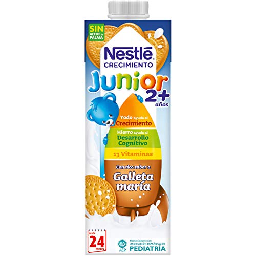 Nestlé Junior Crecimiento 2+ Galleta María - Leche para niños a partir de 2 años - 6 x 1 L, sin aceite de palma