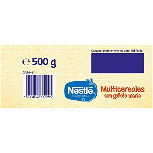 Nestlé - Multicereales con galleta María - Papilla de cereales instantánea de fácil disolución - 500 g