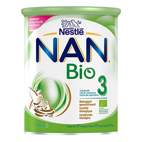 Nestlé NAN Bio 3 Leche de Crecimiento, fórmula infantil, a partir de los 12 meses - 800 gr