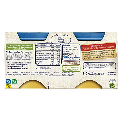 Nestlé Naturnes - Selección Judías Verdes y Patatas con Ternera - A partir de 6 meses - 2 x 200 g