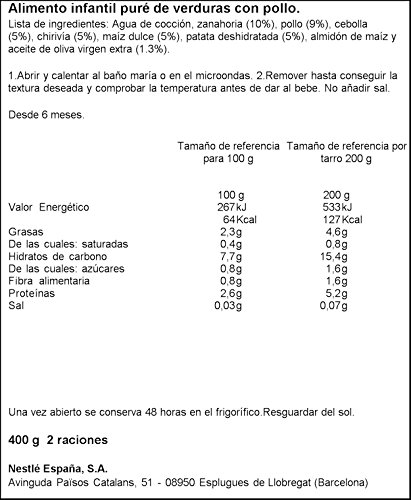 Nestlé Naturnes - Selección Puré De Verduritas con Pollo - A partir de 6 meses - 2 x 200 g