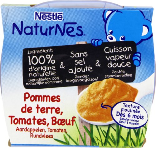 Nestlé Nestle Naturnes Selecciones Pequeñas Macetas Bebé Patatas, Carne Con Tomate -Lot 2 -Desde 6 Meses