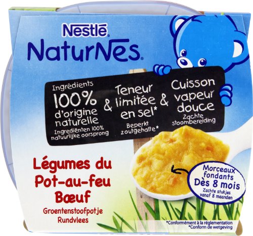 Nestlé Nestle Naturnes Selecciones Pequeñas Macetas Vegetal Bebé Pot-Au-Feu, Carne Y Finas Hierbas -Lot 2 -Desde 8 Meses