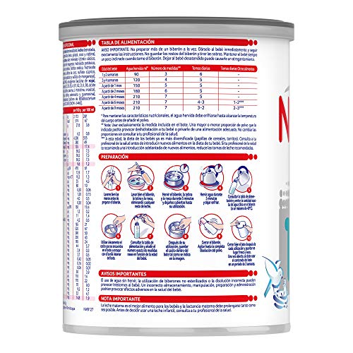 Nestlé NIDINA 1 - Leche para lactantes en polvo - Fórmula Para bebés - Desde el primer día - 800g