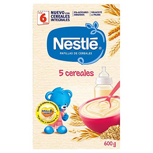 Nestlé Papilla 5 cereales - Alimento Para bebés - Paquete de 6x600 g - Total: 3.6kg