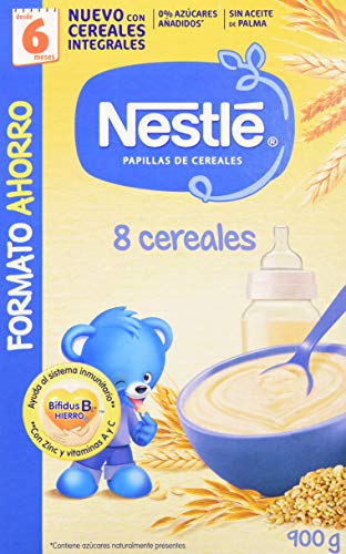 Nestlé Papilla 8 cereales - Alimento Para bebés - Paquete de 8x900 g - Total: 7.2 kg