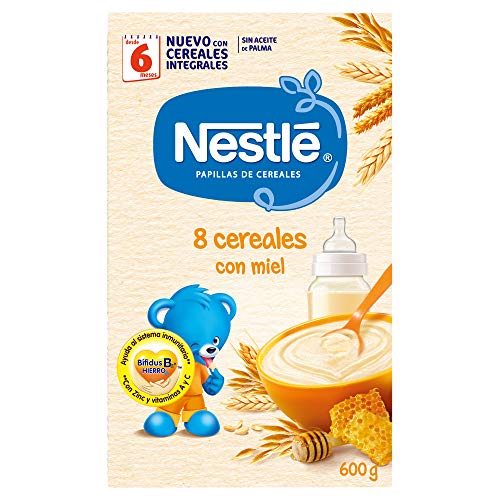 Nestlé Papilla 8 cereales con Miel - Alimento Para bebés - Paquete de 6x600 g - Total: 3.6kg