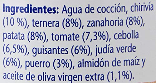 Nestlé Purés Tarrito de puré de verduras y carne, variedad Jardinera de la huerta con Ternera - Para bebés a partir de 6 meses - Paquete de 6 Tarritos de 250g