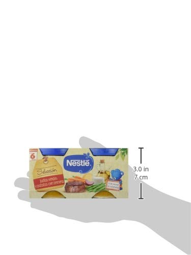 Nestlé Selección Tarrito de puré de verduras y carne, variedad Judías Verdes y Patatas con Ternera - Para bebés a partir de 6 meses - Paquete de 5x2 Tarritos de 200g