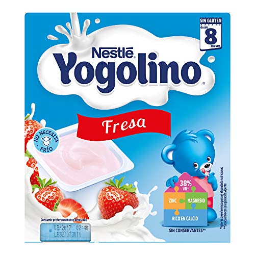 Nestlé Yogolino Postre Lácteo con Fresa, Para Bebés a Partir de 8 Meses, Paquete de 6x4 Tarrinas de Postre Lácteo de 100g