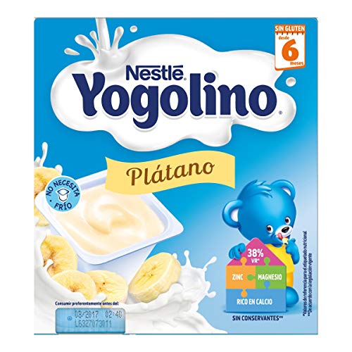 Nestlé Yogolino Postre lácteo con Plátano, Para bebés a partir de 6 meses, Paquete de 6x4 tarrinas de 100g