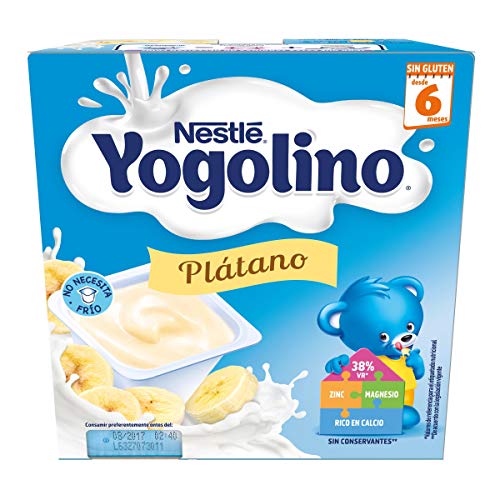 Nestlé Yogolino Postre lácteo con Plátano, Para bebés a partir de 6 meses, Paquete de 6x4 tarrinas de 100g