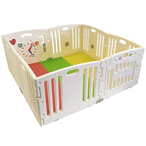 NEW Venture ALL STARS Baby Playpen | 8 Pcs Including Fun Activity Panel | Fitted Floor Mats And Bright Coloured Play Balls | Strong And Duable - Made From High Quality Non-Toxic Materials