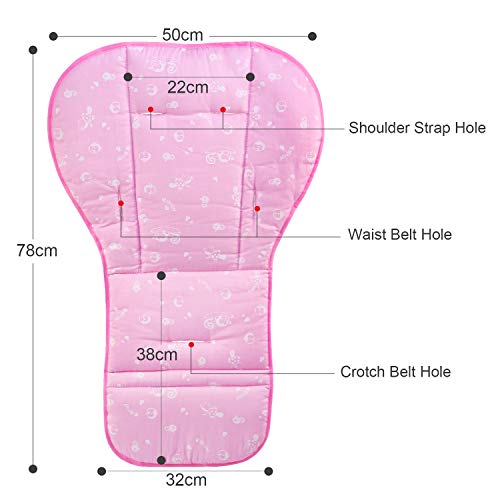 NEWSTYLE Algodón Puro Colchoneta para Silla de bebé Universal, Colchoneta Silla Paseo Cojín para Silla de Paseo Estera para Silla de Paseo Alfombra para Silla de Paseo (Rosa)