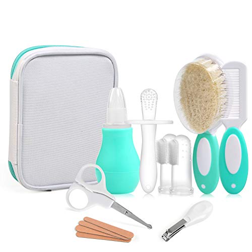 NEWSTYLE Set Para El Cuidado Del Bebé,12 Unids Bebé Kit de Cuidado Diario Conveniente Bebé Kit de Aseo Nail Clipper Tijeras Cepillo de Pelo Peine Manicura