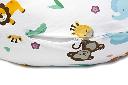 Niimo Almohada Embarazada Dormir y Cojin Lactancia Bebe Multifuncion Funda Cojin 100% Algodon Desenfundable y Lavable Relleno de Poliester Multiusos Maternidad (Alpha, Gris-Estrella Blanca)