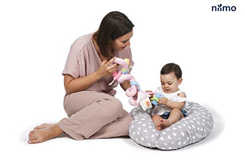 Niivetto Almohada Embarazo Dormir y Cojin Lactancia Bebe XXL Nido Bebe Funda 100% Algodon Desenfundable y Lavable Relleno de Fibra Hueca Poliester Siliconado by Niimo (Gris-Estrella Blanca)