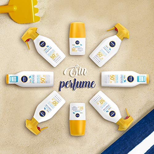 NIVEA SUN Kids Sensitive Protege & Juega Roll-on FP 50+ (1 x 50 ml), crema solar para niños extra resistente al agua, protector solar roll-on para piel sensible