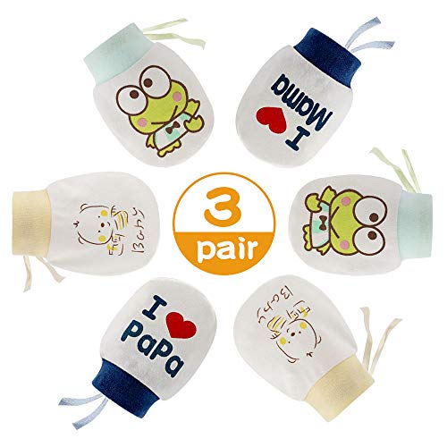 NOCHME Manoplas Para Bebé Recién Nacido, Niño Y Niña, 0 – 3 – 6 – 10 Meses, 3 Pares, Muy Suaves, Ajustables, Antiarañazos, Guantes Para Bebé Baby Anti Scratch Mittens Recien Nacido