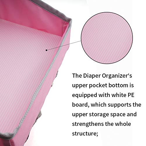 Novelfun Organizador colgante para pañales y guardería para cuna de bebé, Playard, cambiador, organizador de pañales para bebé Essentials y Baby Shower Regalos para recién nacido rosa rosa