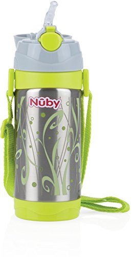 Nuby ID10264 - Vaso con pajita, de acero inoxidable, 12m+, 360 ml