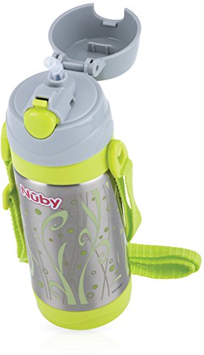 Nuby ID10264 - Vaso con pajita, de acero inoxidable, 12m+, 360 ml