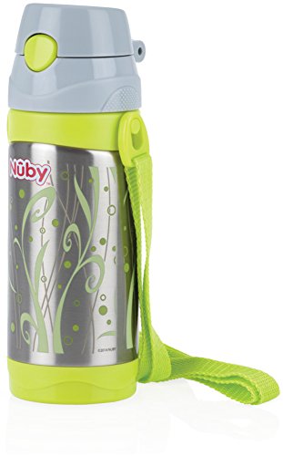 Nuby ID10264 - Vaso con pajita, de acero inoxidable, 12m+, 360 ml