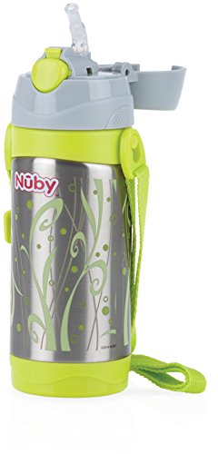 Nuby ID10264 - Vaso con pajita, de acero inoxidable, 12m+, 360 ml