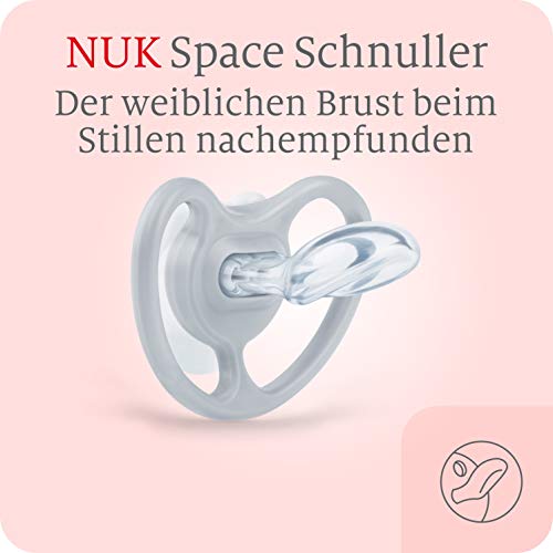 NUK Chupete espacial silicona, forma adaptada a la mandíbula, 0 – 6 meses, gato y oso polar