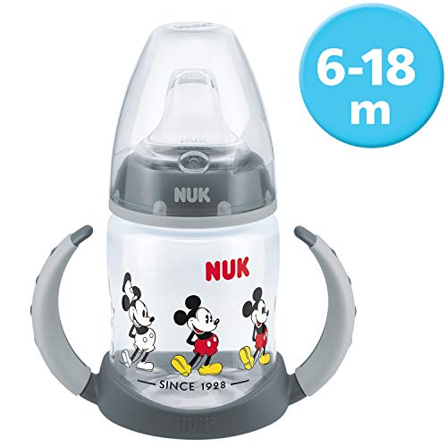 NUK Disney First Choice+ biberón | 6-18 meses | Tetina de silicona | Válvula anticólico | Sin BPA | 150 ml | Mickey Mouse