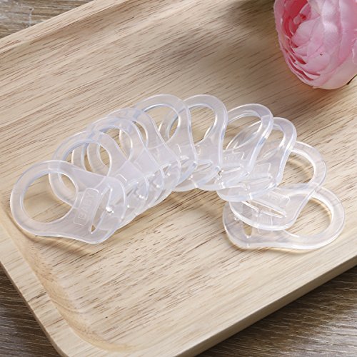 NUOLUX 10pcs Anillo de Silicona Chupete Soporte Clip de adaptador (transparente)