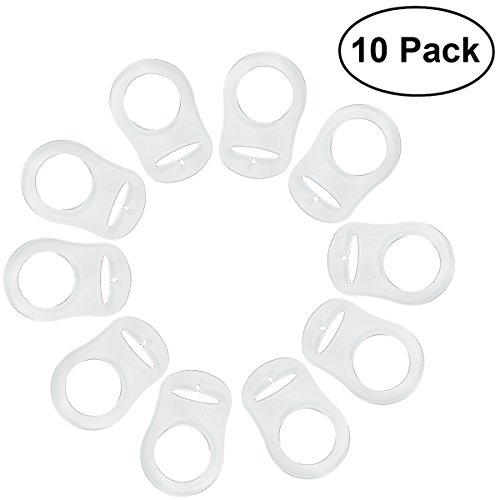 NUOLUX 10pcs Anillo de Silicona Chupete Soporte Clip de adaptador (transparente)