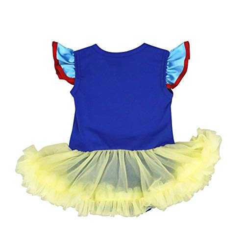 OBEEII Disfraz Halloween Blancanieve para Recien Nacido Bebe Niña Vestido Tutu Princesa Trajes de Mamelucos Conjunto 3Piezas Ropa Diadema Zapatos 0-3 Meses