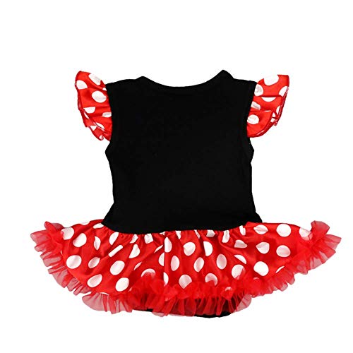 OBEEII Vestido de Polka Dots Halloween para Recien Nacido Bebe Niña Vestidos Tutu Princesa Trajes de Mamelucos Lunares Conjunto 3Piezas Ropa Diadema Zapatos 0-3 Meses