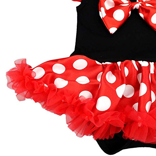 OBEEII Vestido de Polka Dots Halloween para Recien Nacido Bebe Niña Vestidos Tutu Princesa Trajes de Mamelucos Lunares Conjunto 3Piezas Ropa Diadema Zapatos 0-3 Meses