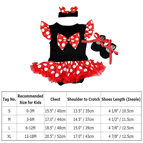 OBEEII Vestido de Polka Dots Halloween para Recien Nacido Bebe Niña Vestidos Tutu Princesa Trajes de Mamelucos Lunares Conjunto 3Piezas Ropa Diadema Zapatos 0-3 Meses