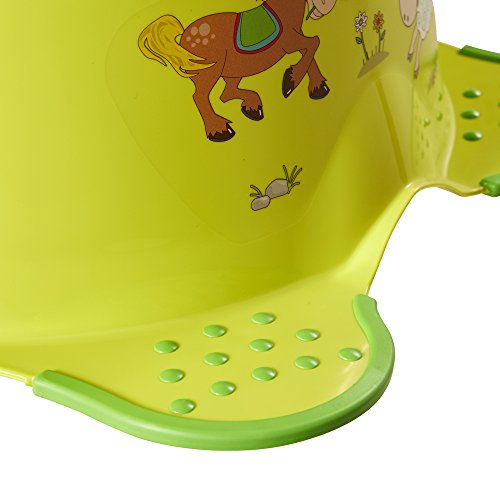 OK Kids Granja Divertida Unisex Inodoro de Entrenamiento para Baño con Pies de Agarre de Seguridad - Verd