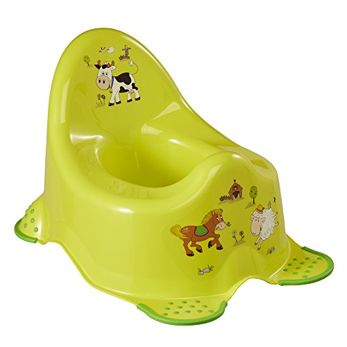 OK Kids Granja Divertida Unisex Inodoro de Entrenamiento para Baño con Pies de Agarre de Seguridad - Verd