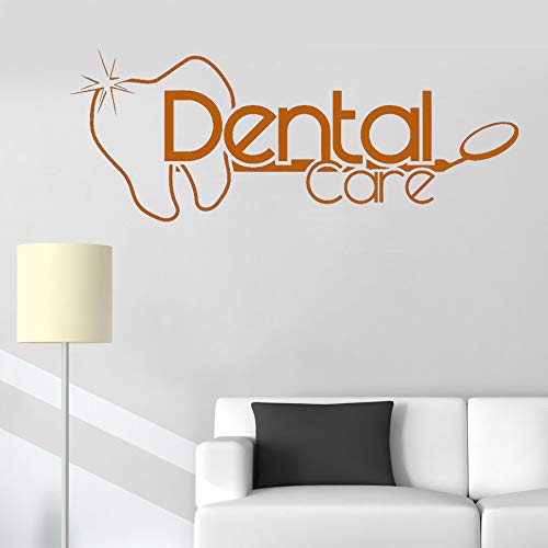 ONETOTOP Cuidado Dental Creativo Pegatinas de Pared baño póster Arte Vinilo Dentista Logo calcomanías decoración del hogar Mural Dientes Impermeables 108 cm x 42 cm