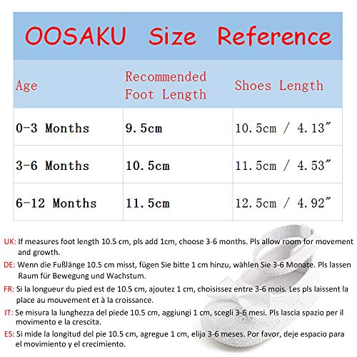 OOSAKU Zapatos para niñas pequeñas Zapatos de Bautismo para bautizos Zapatos Antideslizantes, Zapatos, 3-6 Meses