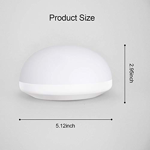 OOWOLF Lampara Noche Táctil LED, Lampara Nocturna Infantil USB Recargable Con Blanco Cálido Ajustable Lámpara de Mesilla Resistente a Caída Portátil