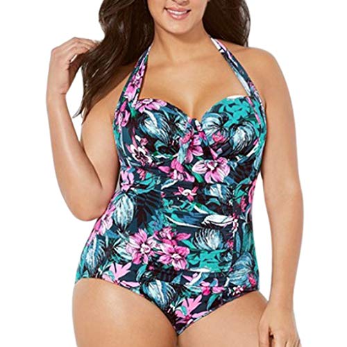 OPAKY Traje de Baño Monokini de Baño de 1 Pieza Estampado para Mujer Conjunto de Bikini Falda Talla Grande Mujer de Traje de baño Push-up Bra de Impresión Baño Bañador Traje