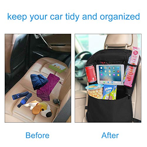 Organizadores para Asientos de Coches, ASANMU 2 Pack Organizadores para Coche Kick Mats de Coche Universal Protector Trasero del Asiento de Coche para Niños con Soporte de iPad Botella Bebida Juguetes