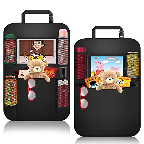 Organizadores para Asientos de Coches, ASANMU 2 Pack Organizadores para Coche Kick Mats de Coche Universal Protector Trasero del Asiento de Coche para Niños con Soporte de iPad Botella Bebida Juguetes