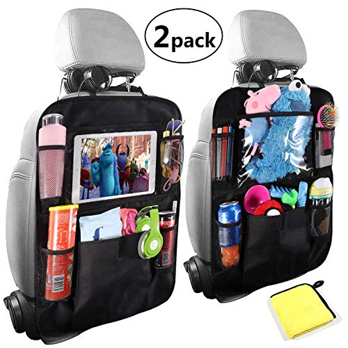 Organizadores para Coche, OKEECA Pack de 2 Kick Mats de Coche Organizador para Asientos de Coche, Universal Multi-Bolsillo Protector Trasero del Asiento de Coche para Niños